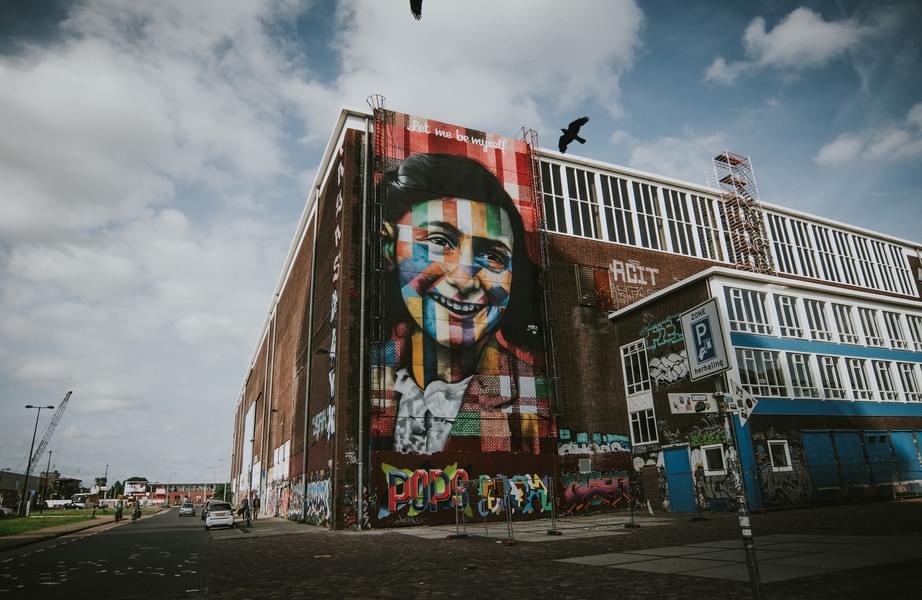 Mural of Anne Frank in Amsterdam