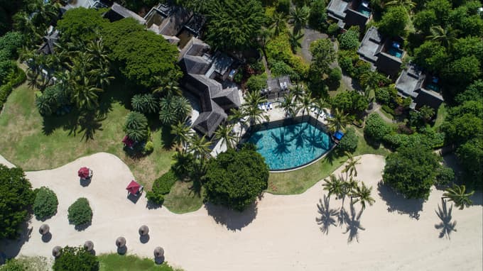 Aerial View of stunning Maradiva Villas Resort and Spa, Mauritius
