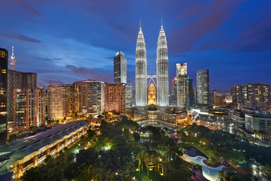 Aerial night view of Kuala Lumpur