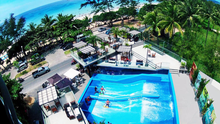 Aeria view of the Surf House, Kata beach