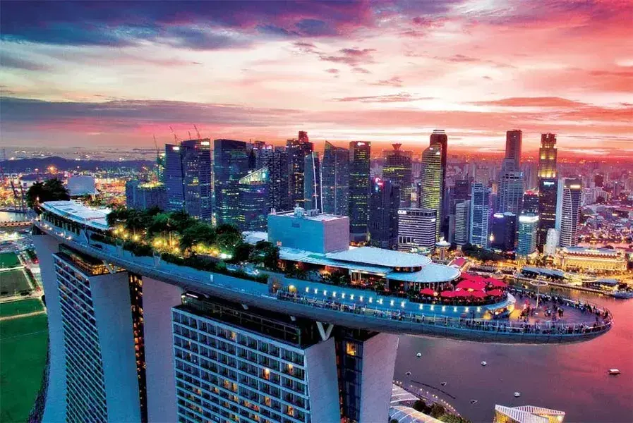 Aerial view of the Marina Bay Sands SkyPark Observation