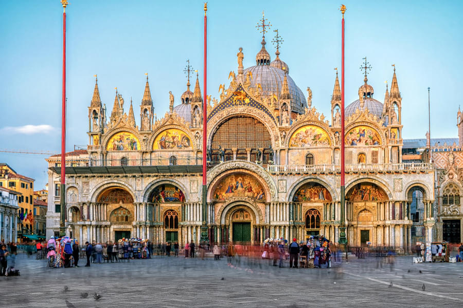 Get a glimpse of the St. Mark's Basilica, situated in the heart of Venice