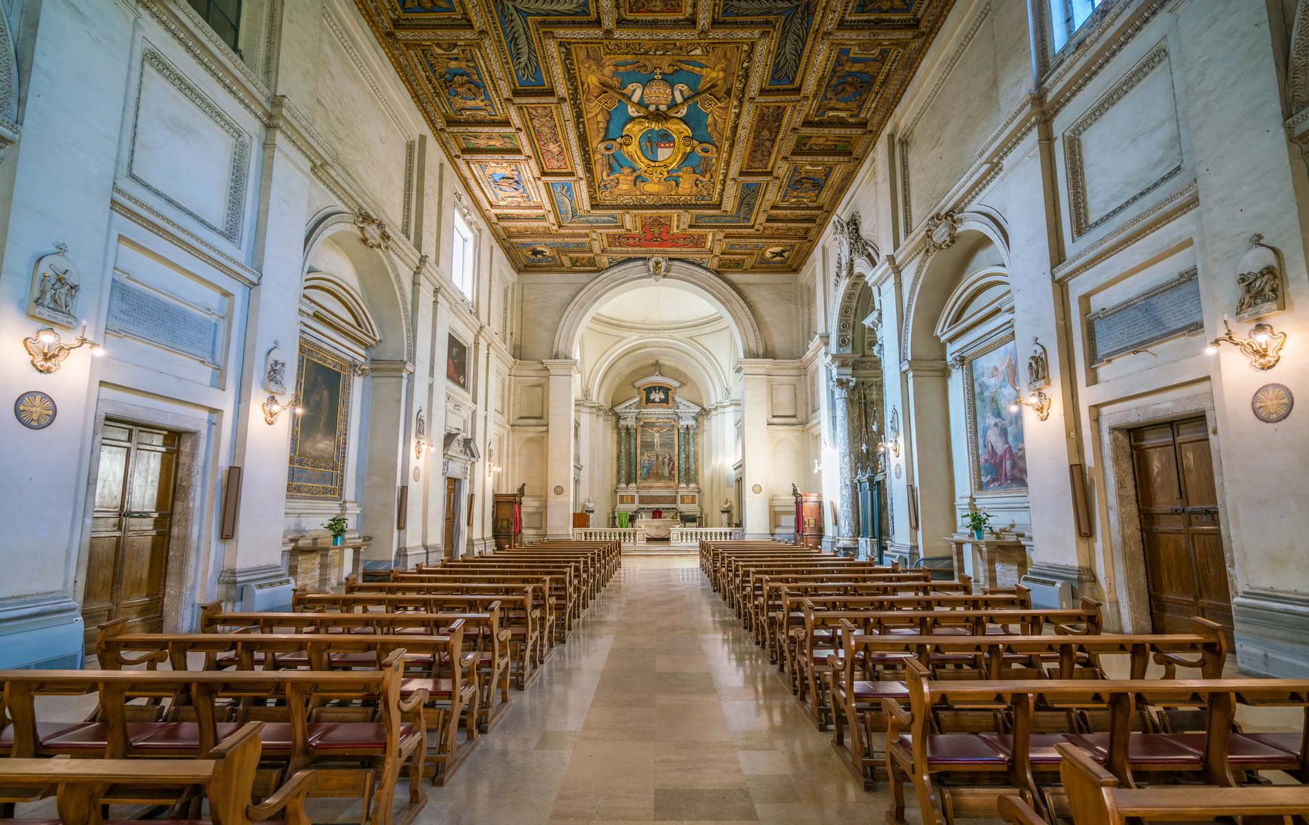 Indoor view in the Basilica of San Sebastiano Fuori Le Mura