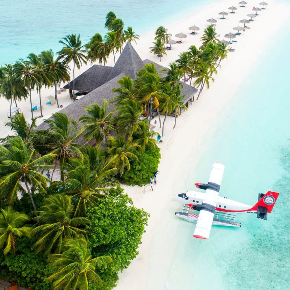 Seaplane over the atolls