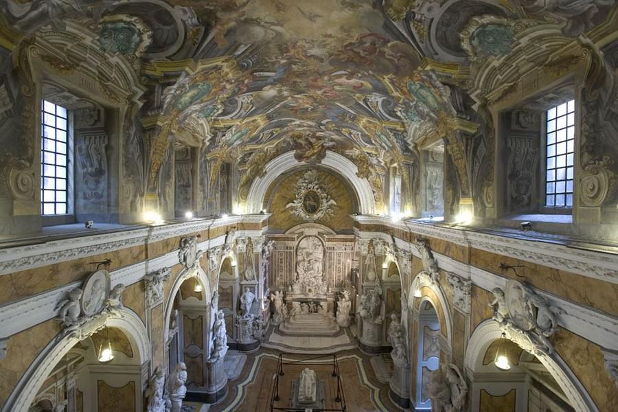Get amazed by the beautiful ceiling of the Museo Cappella Sansevero