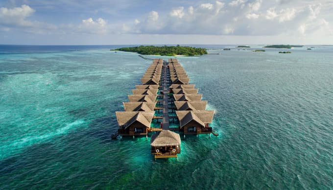 Aerial view of Adaaran Select Hudhuran Fushi, Maldives