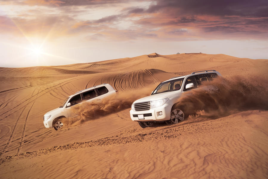Hold on tight for an exhilarating ride through the Dubai desert's golden sand dunes 
