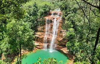 Admire the cascading layers of the Pung Iyer waterfall
