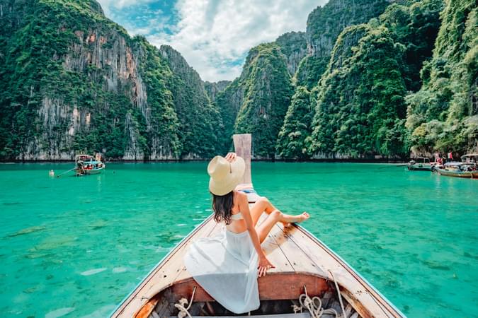 Women admiring the views of Phi phi Islands, Thailand