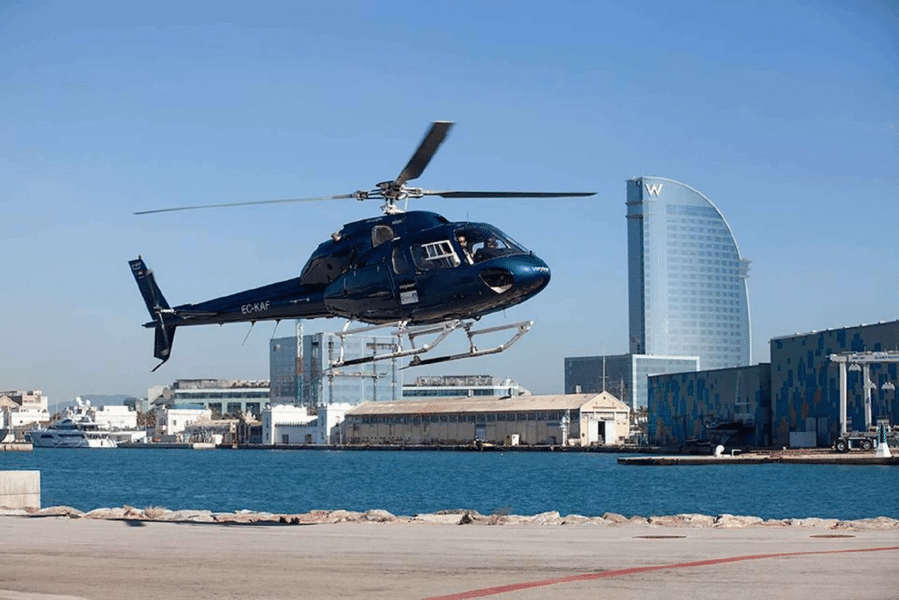Helicopter Flight Over Barcelona's Coastline Image