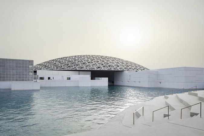 See the pool at Louvre Museum, an oasis showing mixture of art with relaxation