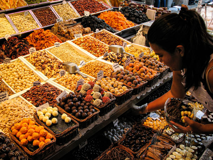 Fresh items at La Boqueria