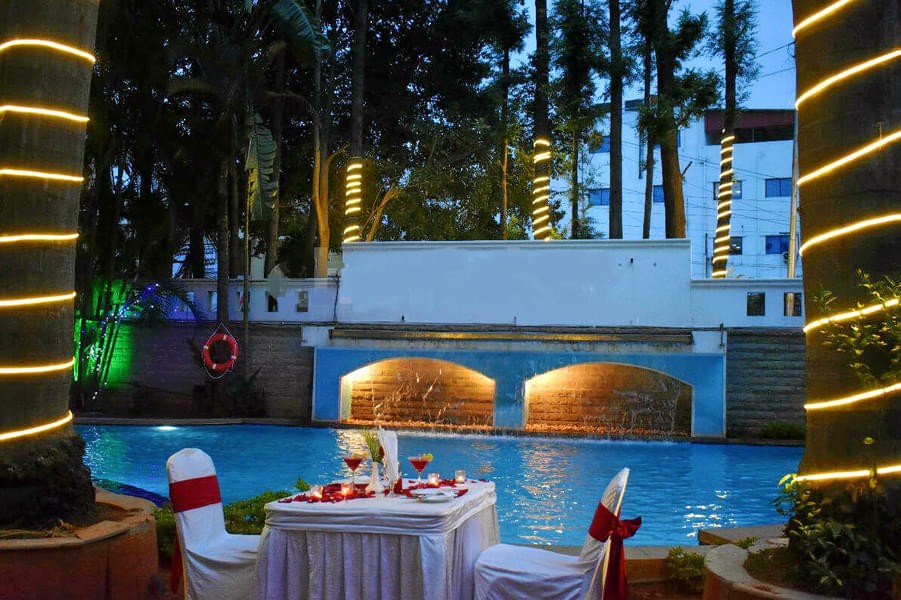 Poolside Candle Light Barbeque Dinner In Bangalore Image