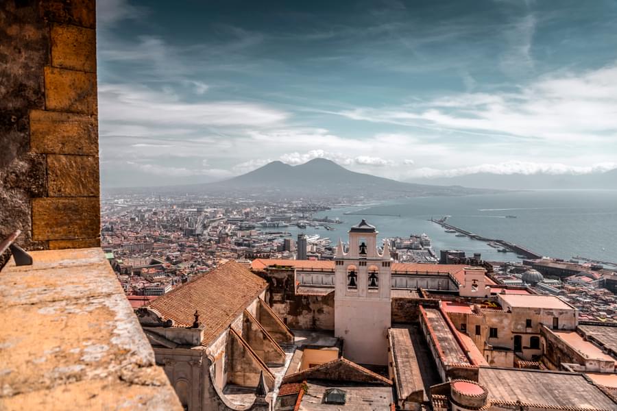 Admire a panoramic view of the entire city of Naples from the elevated vantage point of Castel Sant Elmo