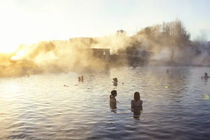 Take in the beautiful surroundings from the Secret Lagoon