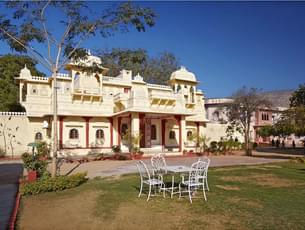 Exterior sitting area of the resort