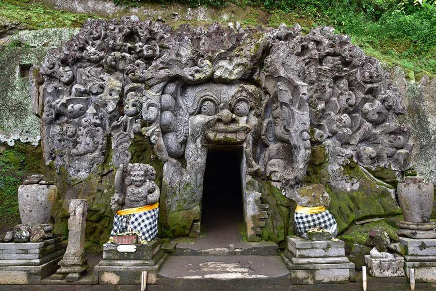 Enter this cave from the giant mouth at Goa Gajah Caves