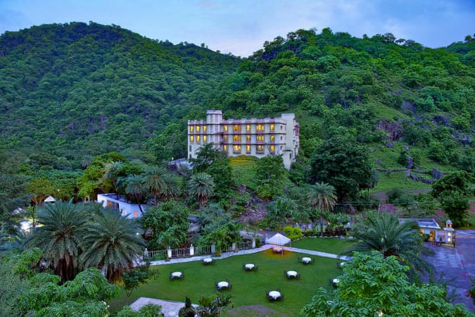 Green lush resort with beautiful nature