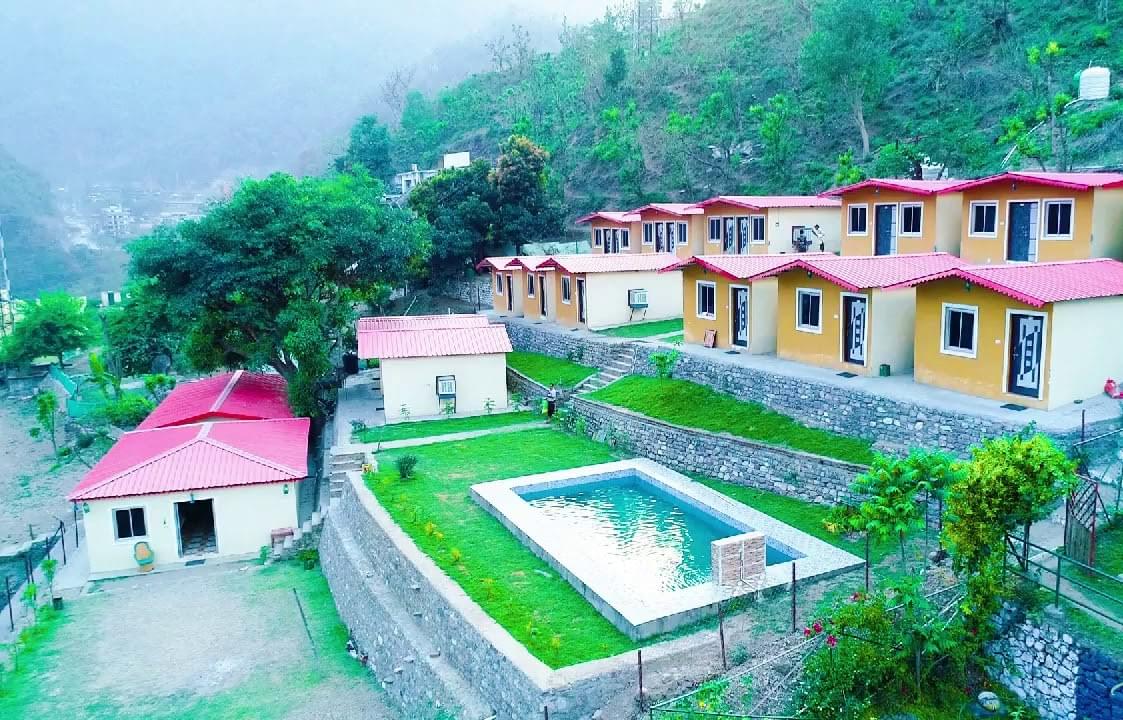 Aerial view of campsite