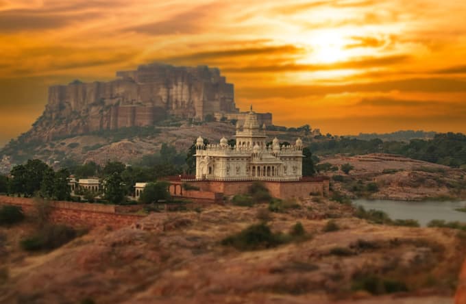 Mehrangarh Fort and Jaswant Thada during sunset
