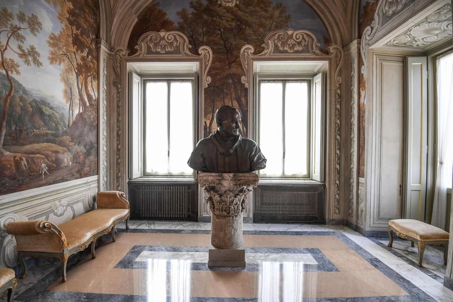 Admire impeccable artworks and sculptures in the villa