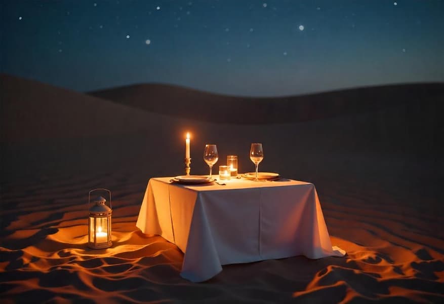 Family Dinner with Jain Food on Dunes Image