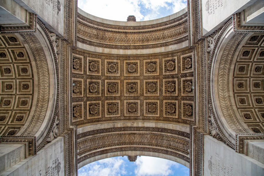 Intricate detailing on the Arc de Triomphe