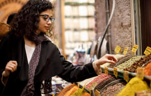 Explore the vibrant spice market in Varanasi and shop for rich, authentic spices