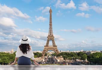 Girl enjoying the view of Eiffel Tower