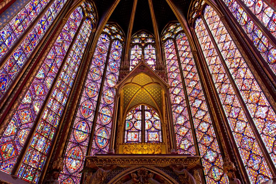 Tall glass windows of the chapelle