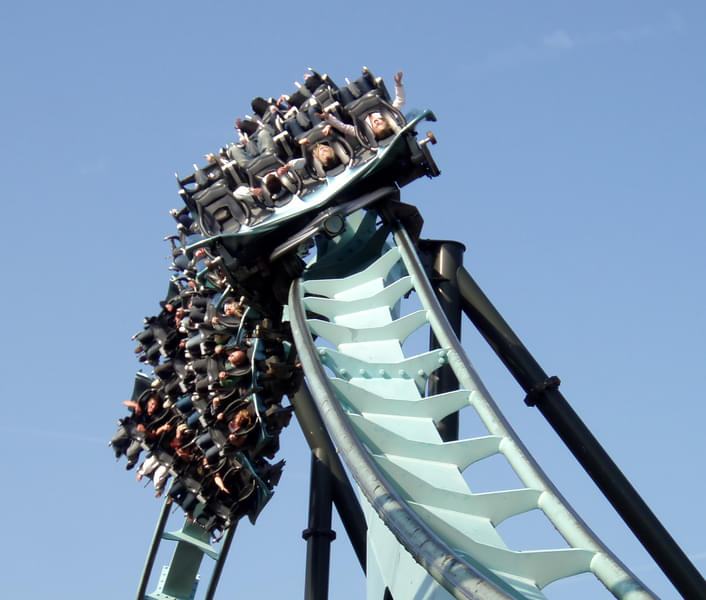 Enjoy the world's first 'lying down' position ride at the Galactica