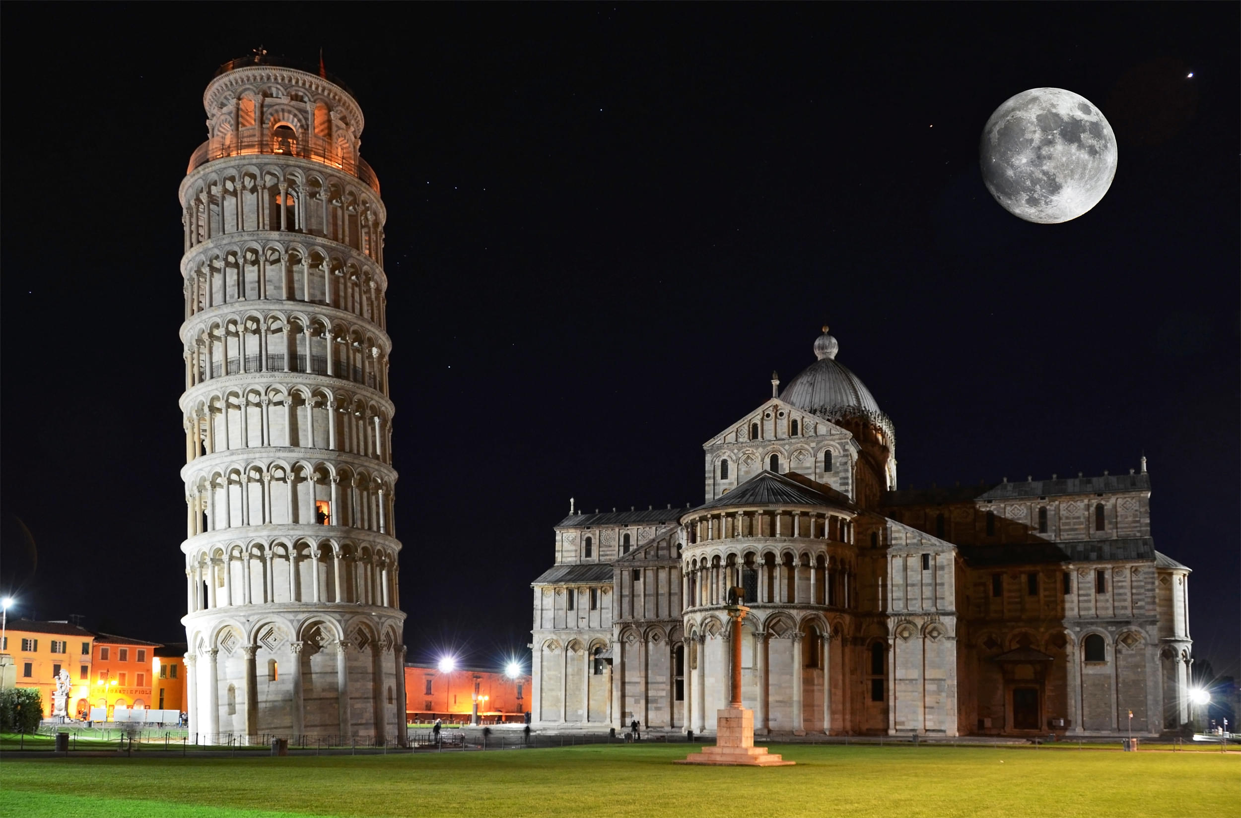 Leaning Tower of Pisa at Night 