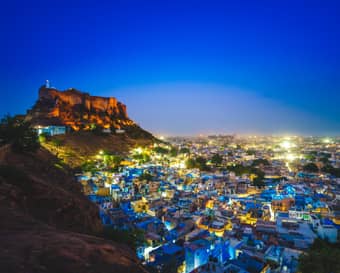 Beautiful night view of Blue City & Mehrangarh fort