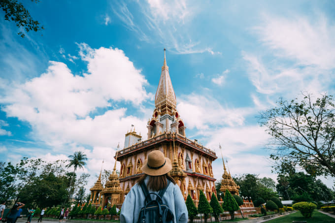 Tourist admiring the Wat Chalong
