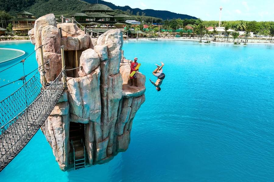 Jump into the lagoon from 'The Pinnacle'