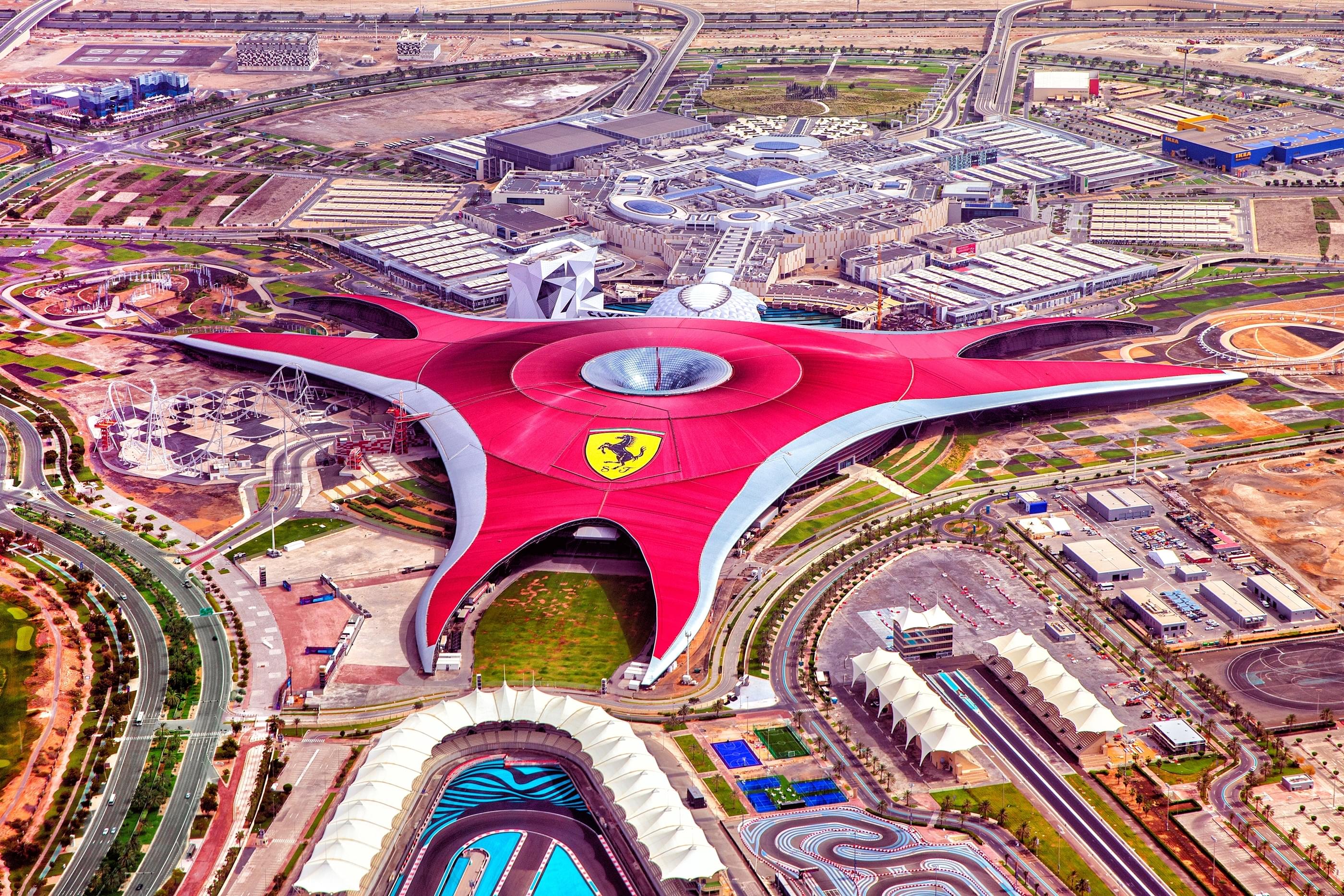 Aerial view of Ferrari World