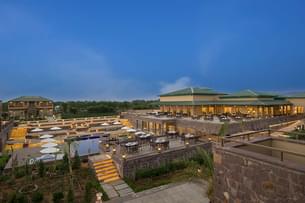 Aerial view of the Sawai Villas from the front side