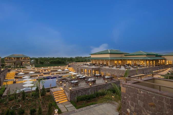 Aerial view of the Sawai Villas from the front side