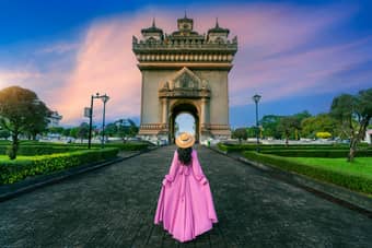 Visit Patuxai, a war monument in Vientiane, Laos