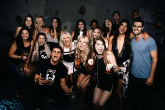 Cheers beer, wine, absinthe, and vodka with your friends