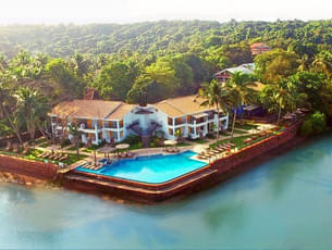 Aerial view of the resort by the backwaters