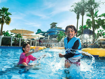 Jump or dive into the waterpark’s many attractions with the kids