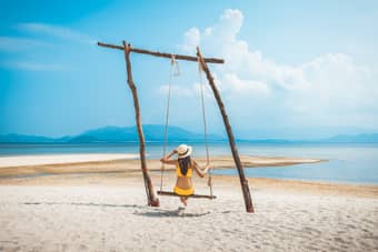Women enjoying at Koh Samui Beach, Thailand 