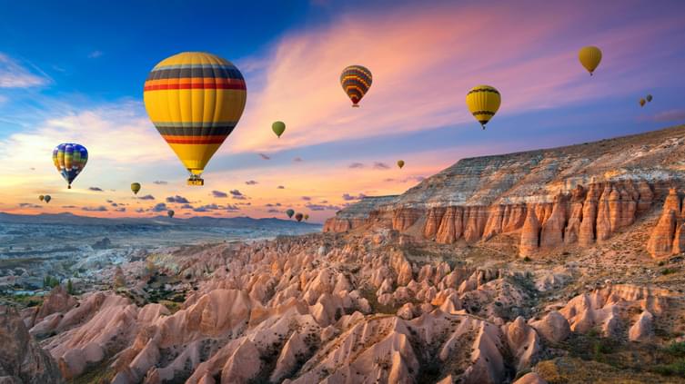 Beautiful Red Valley of Cappadocia during sunset