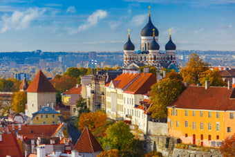 Marvel at the stunning skyline of Tallin in Estonia