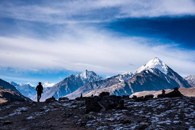 trekker at chandratal lake