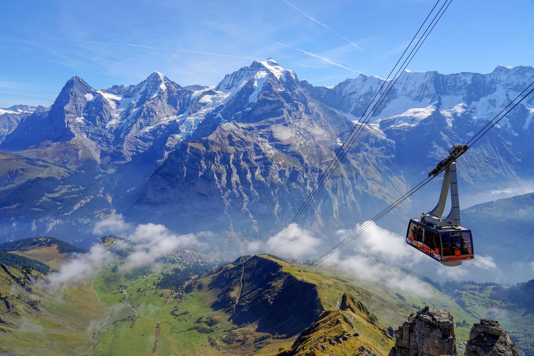 Ride on a cable car from a good height