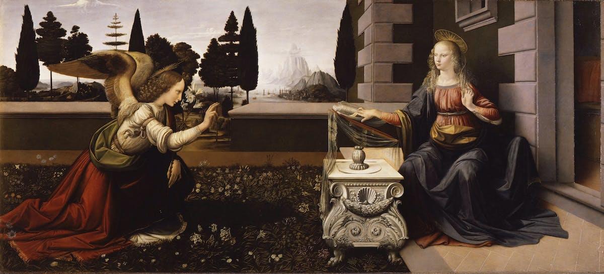 Annunciation, Leonardo da Vinci & Andrea del Verrocchio