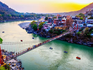 View of River Ganga and Ram Jhula, Rishikesh 