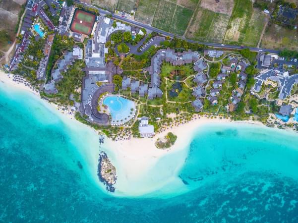 Aerial view of the stunning LUX Belle Mare Resort & Villas, Mauritius